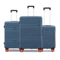 Hard-shell luggage set of 3, blue with telescopic handles and 8 wheels