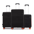 Hard-shell luggage set of 3, black with telescopic handles and 8 wheels