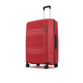 Red large check-in suitcase with curved shell and spinner wheels