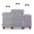 Hard-shell luggage set of 3, light grey with telescopic handles and 8 wheels