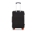 Black ribbed check-in suitcase with telescopic handle and four wheels