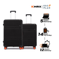Black hard-shell luggage set of 2 with 8 spinner wheels and telescopic handles