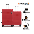 Red hard-shell luggage set with two spinner cases and telescopic handles