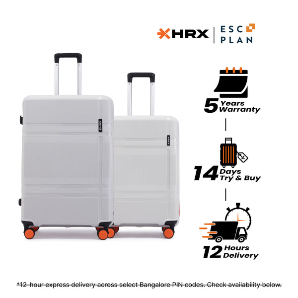 HRX by Hrithik Roshan Hard Body Set of 2 Luggage 8 Wheels - Helium