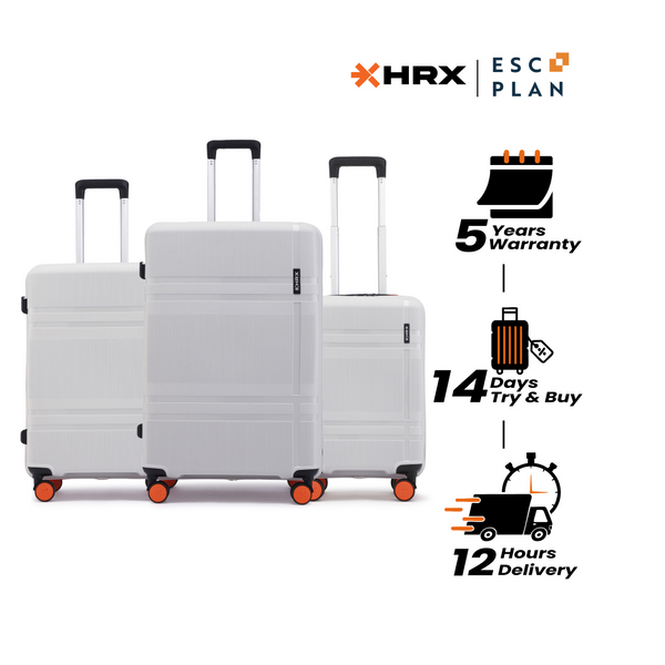 HRX by Hrithik Roshan Hard Body Set of 3 Luggage 8 Wheels - Helium