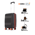 Small cabin suitcase in dark grey with telescopic handle and 8 orange wheels