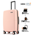 Pink medium check-in suitcase with four wheels and upright telescopic handle