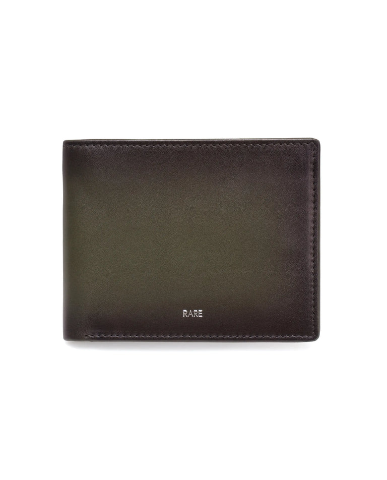 Men's Lume bi-fold wallet, dark olive leather, small front logo
