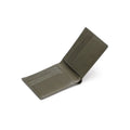 Men's Lume bi-fold wallet, dark olive leather, open card section