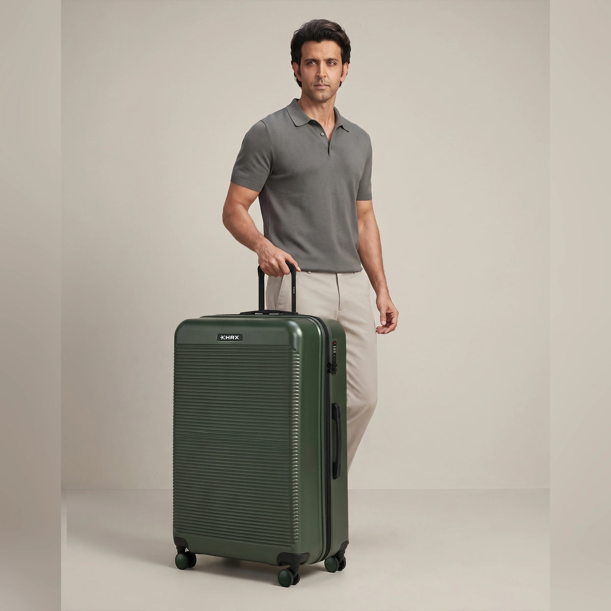 HRX Grit Large Check-in Suitcase (75 cm) 8 Wheels - Polycarbonate - Dark Green