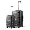 2-piece polypropylene trolley set with dark gray hard shells, telescopic handles, 8 wheels