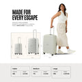 Two-piece trolley set, light grey hard-shell cases with telescopic handles and 8 wheels