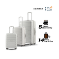 Polypropylene trolley set of 3 with 8 wheels, light grey cases with handles