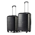 Black polypropylene trolley suitcase set of 2 with telescopic handles and spinner wheels