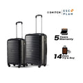 Black polypropylene trolley suitcase set of 2 with telescopic handles and 4 spinner wheels