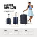 Blue polypropylene check-in trolley suitcase with telescopic handle and 4 wheels, medium size