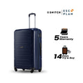 Navy blue polypropylene check-in trolley suitcase with telescopic handle and 4 wheels