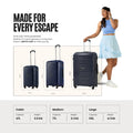 Polypropylene trolley set of three with telescopic handles and hard-shell cases on wheels