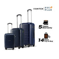 Polypropylene trolley set in navy with telescopic handles and stacked hard-shell cases