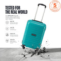 Teal cabin trolley suitcase with telescopic handle and 4 spinner wheels