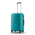 Teal polypropylene check-in trolley suitcase with telescopic handle and 4 wheels