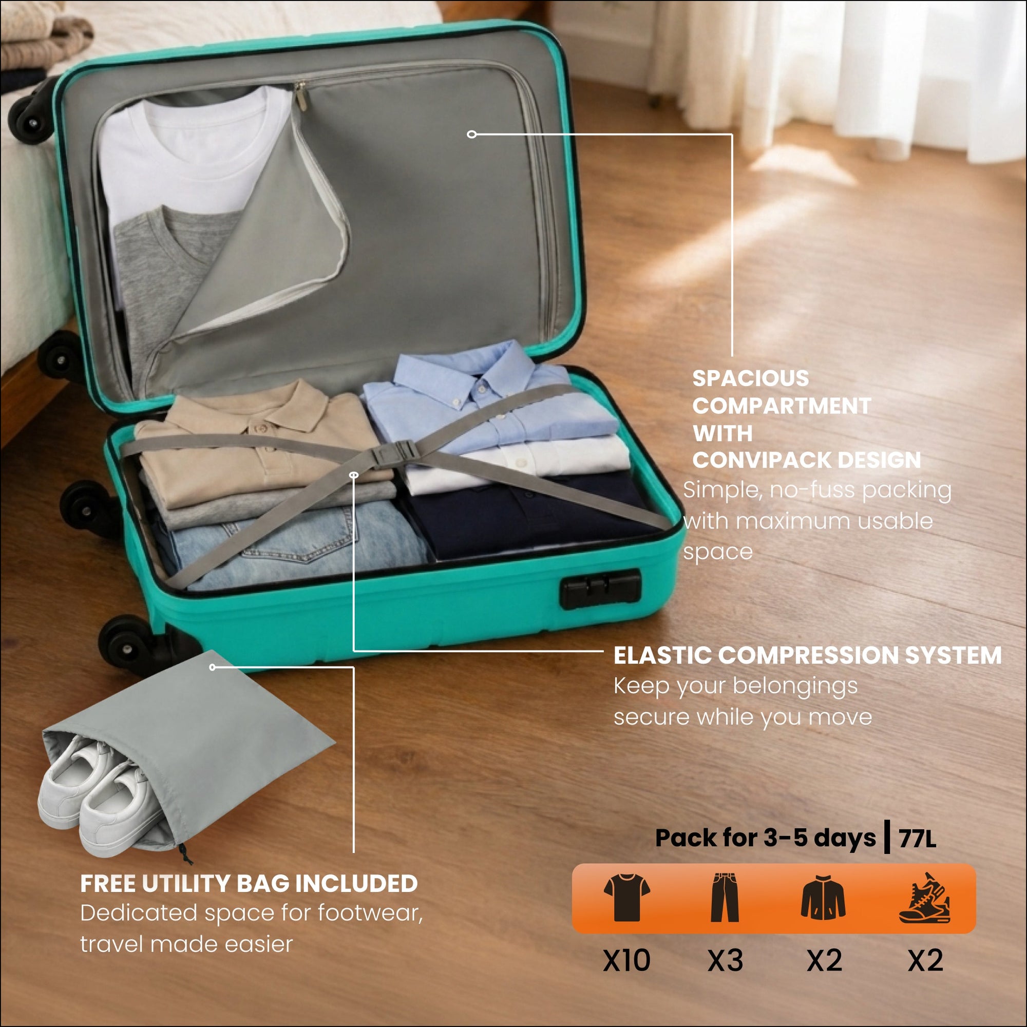 Snitch Loop Polypropylene Set of 2 Trolley (4 Wheels)