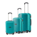 Polypropylene trolley set in teal with three hard-shell cases and telescopic handles