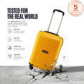 Yellow cabin trolley suitcase with telescopic handle and 4 spinner wheels