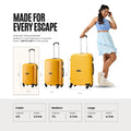 Yellow polypropylene cabin trolley with telescopic handle and 4 spinner wheels
