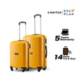 Yellow polypropylene trolley set of 2 with telescopic handles and four wheels