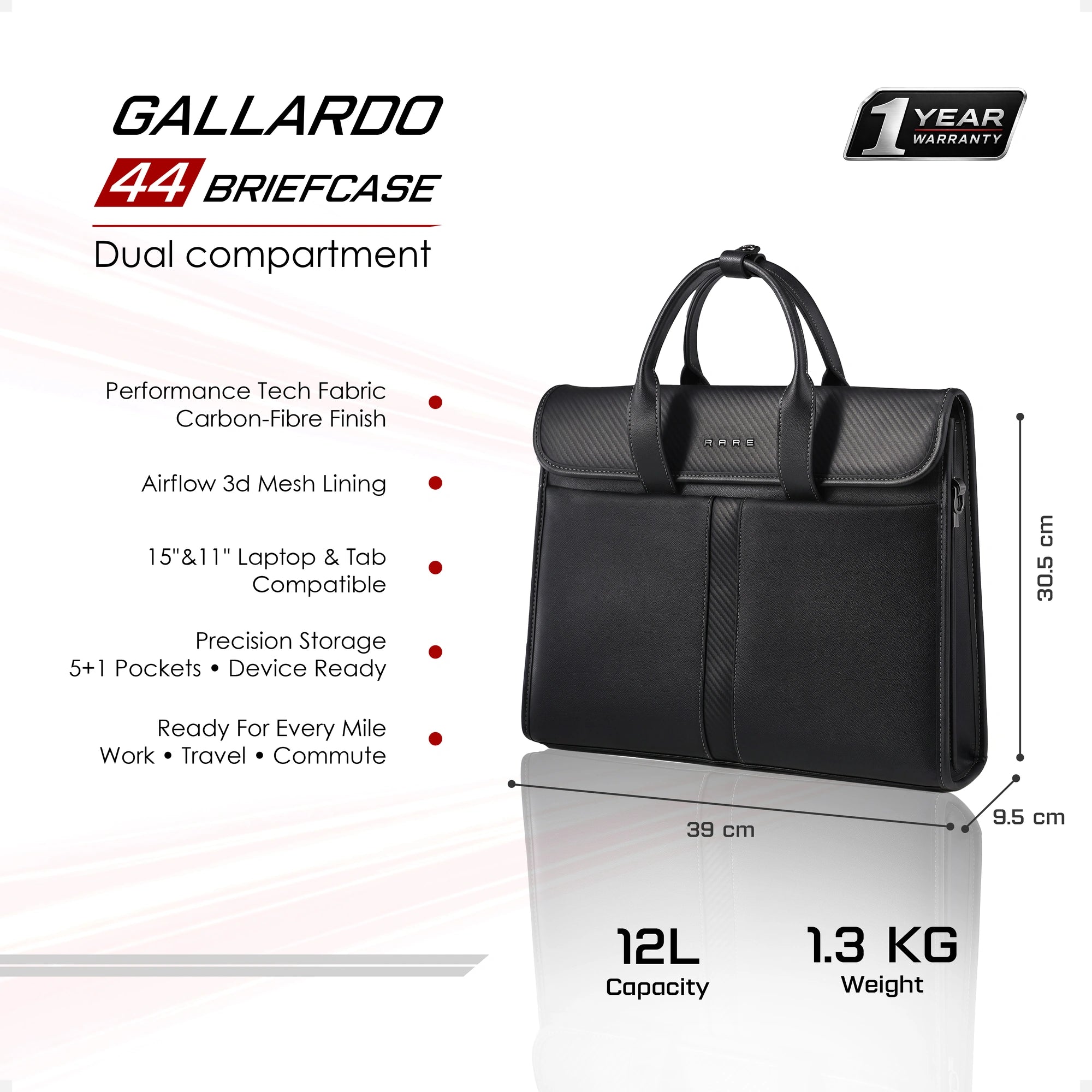 Black carbon-fiber finish messenger bag with top handles and front flap pocket