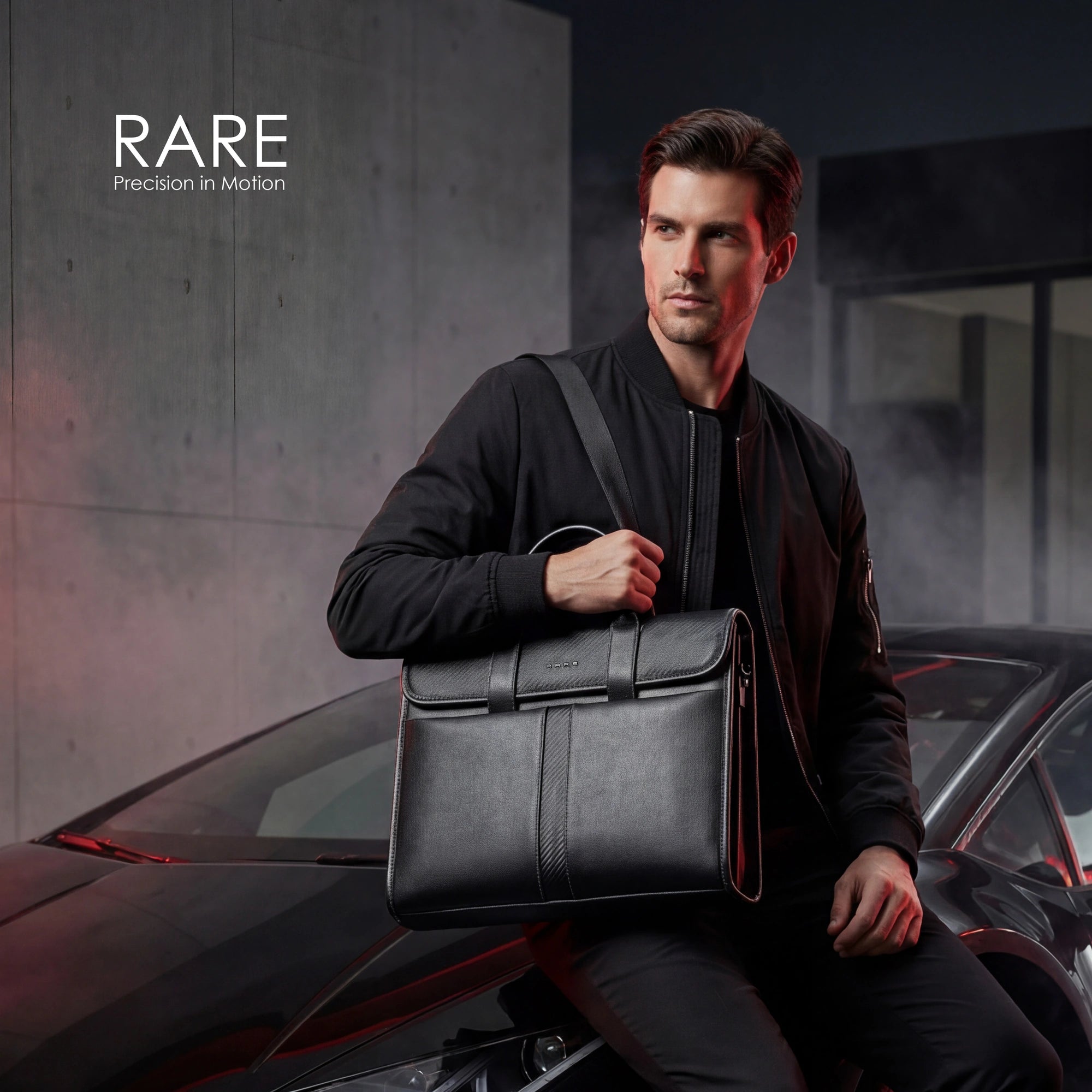 Black nylon messenger briefcase worn over the shoulder