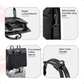 Black briefcase with concealed trolley sleeve and detachable shoulder strap