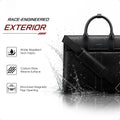 Black carbon-fibre pattern briefcase with water-repellent finish and magnetic flap