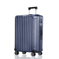 Medium blue polycarbonate suitcase with telescopic handle and four spinner wheels