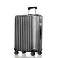 Charcoal grey polycarbonate carry-on suitcase with telescopic handle and 8 wheels