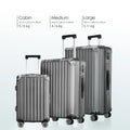 Charcoal grey polycarbonate suitcase with 8 wheels, side carry handle, TSA lock
