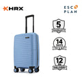 Light blue small cabin suitcase with telescopic handle and 8 spinner wheels