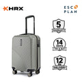 Silver small cabin suitcase with ridged shell, telescopic handle, and front wheels