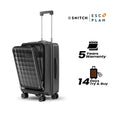 Black hardshell cabin trolley with telescopic handle and 8 spinner wheels