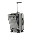 Light grey hardshell cabin trolley with telescopic handle and 8 spinner wheels