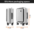 Off-white polycarbonate cabin trolley front and side views with 8 wheels