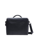 Black leather men’s briefcase bag with shoulder strap and top handle