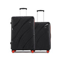 Black hard-shell 2-piece suitcase set with 8 wheels and telescopic handle.