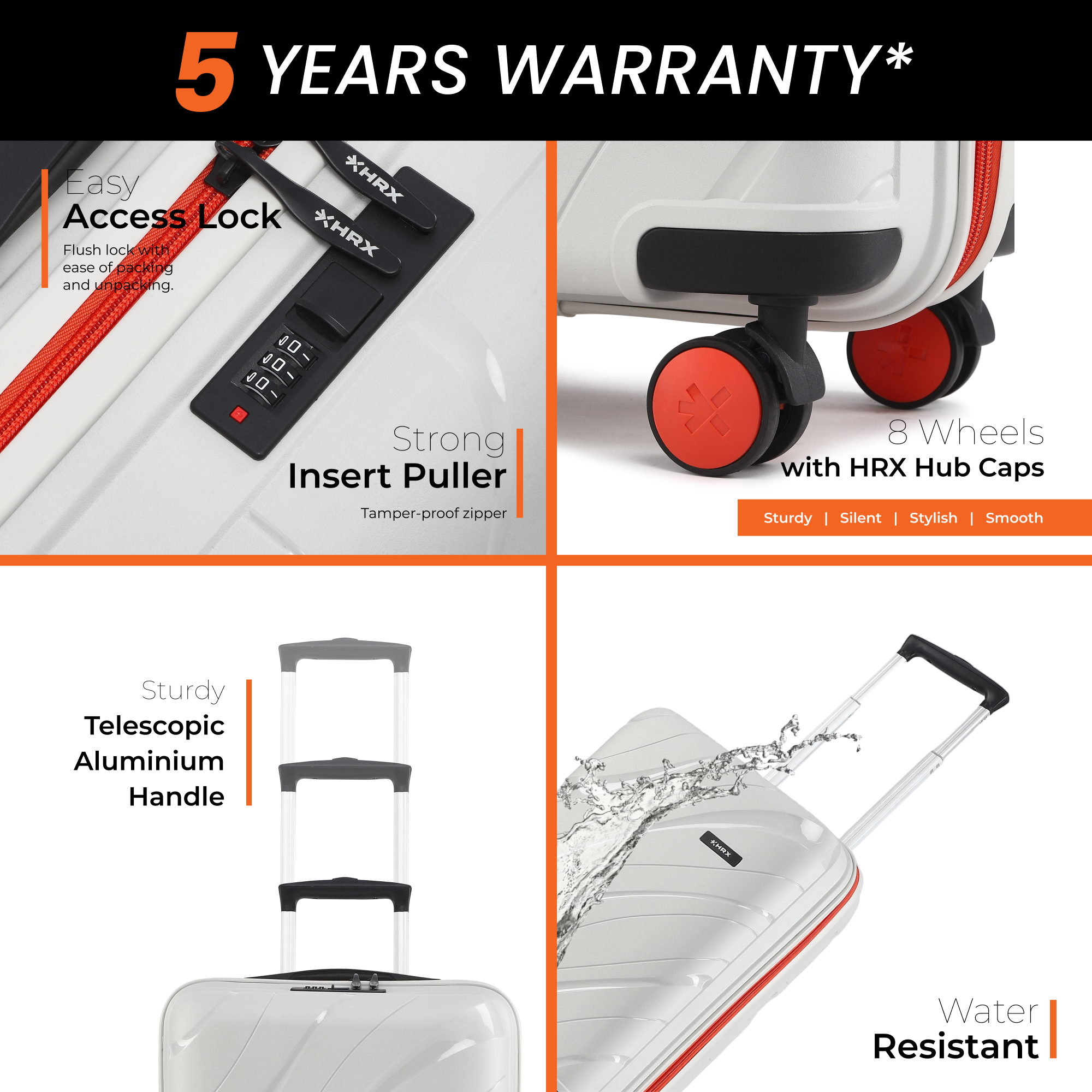 HRX by Hrithik Roshan Hard Body Set of 3 Luggage 8 Wheels - Madrid