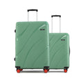 Green hard-shell 2-piece suitcase set with 8 wheels and telescopic handle.