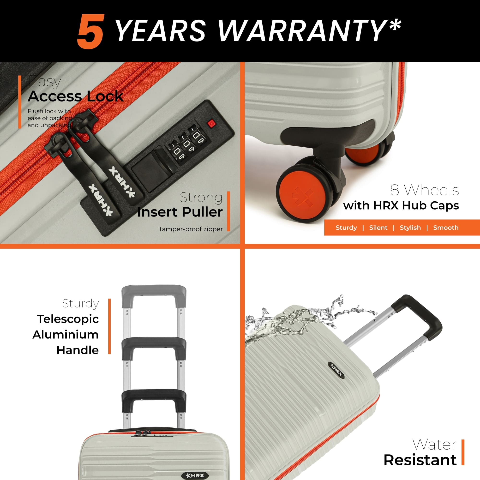 HRX by Hrithik Roshan Hard Body Set of 3 Luggage 8 Wheels - Zanzibar