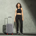 HRX small cabin suitcase, grey with telescopic handle and four front spinner wheels