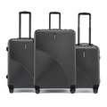 Hard body luggage set of 3 in charcoal grey, front view with 8 wheels