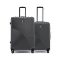 Hard body luggage set of 2 dark grey suitcases, ribbed shell, 8 wheels each, handles